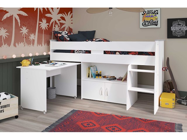 Halfhoogslaper met bureau upside down 90x200 - wit - afbeelding 7 van  7