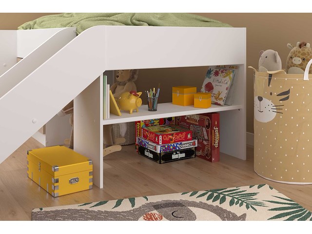 Halfhoogslaper met glijbaan tobo 90x200 - eik/wit - afbeelding 3 van  7