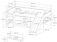 Halfhoogslaper met glijbaan tobo 90x200 - eik/wit - afbeelding 7 van  7