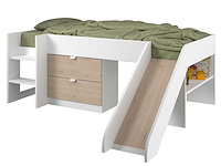 Halfhoogslaper met glijbaan tobo 90x200 - eik/wit - afbeelding 6 van  7