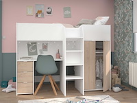 Halfhoogslaper neda 90x200cm - wit/eik decor - afbeelding 2 van  7