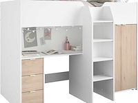 Halfhoogslaper neda 90x200cm - wit/eik decor - afbeelding 1 van  7