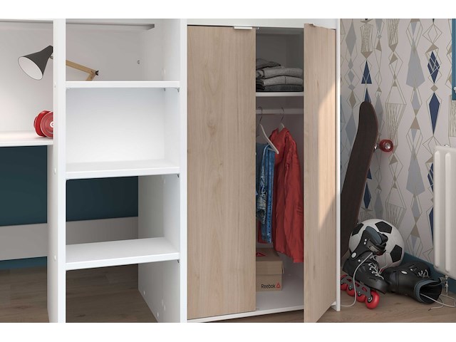 Halfhoogslaper neda 90x200cm - wit/eik decor - afbeelding 3 van  7