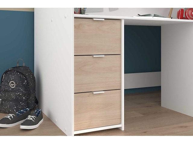 Halfhoogslaper neda 90x200cm - wit/eik decor - afbeelding 6 van  7