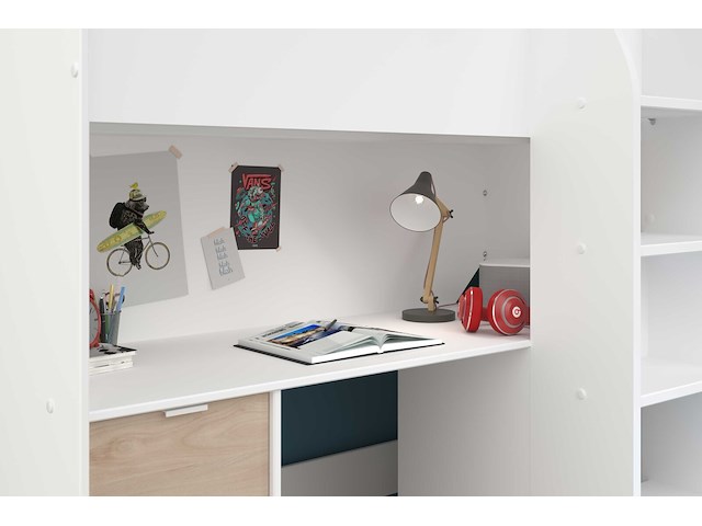 Halfhoogslaper neda 90x200cm - wit/eik decor - afbeelding 4 van  7