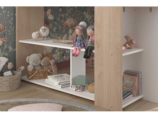 Halfhoogslaper shelby - 90x200 - met bureau en opbergruimte - wit/eikdecor - afbeelding 2 van  7