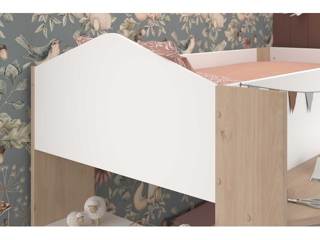 Halfhoogslaper shelby - 90x200 - met bureau en opbergruimte - wit/eikdecor - afbeelding 3 van  7