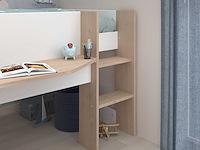 Halfhoogslaper shelby - 90x200 - met bureau en opbergruimte - wit/eikdecor - afbeelding 7 van  7