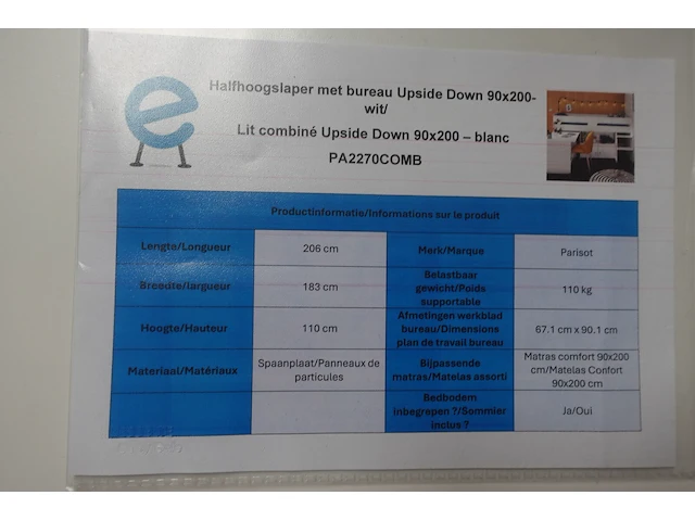 Halfhoogslaper upside down met bureau - afbeelding 5 van  7
