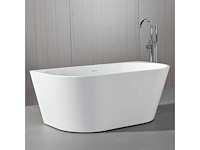 Halfvrijstaand bad – glanzend wit – 170x78x58 cm – inclusief afvoerset en click waste - afbeelding 1 van  2