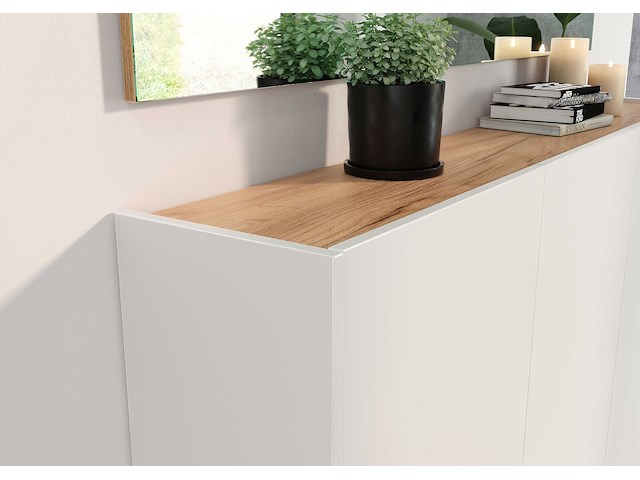 Halkast lydia - 138x25x87cm - 3 deuren - wit/eikdecor - afbeelding 3 van  7