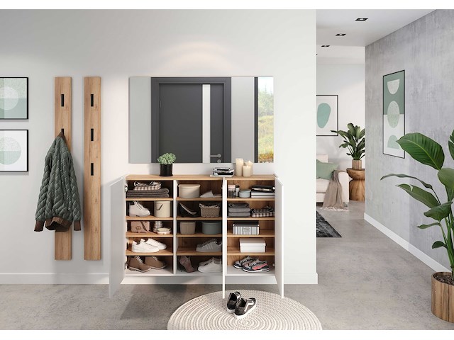 Halkast lydia - 138x25x87cm - 3 deuren - wit/eikdecor - afbeelding 5 van  7