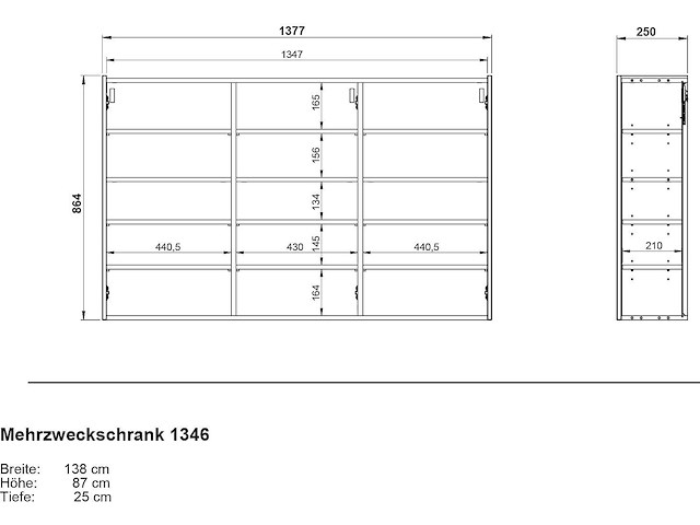 Halkast lydia - 138x25x87cm - 3 deuren - wit/eikdecor - afbeelding 7 van  7