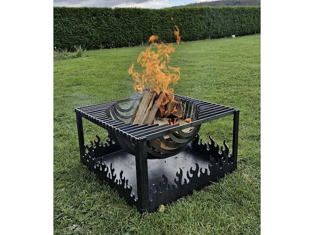 Halve vuurbol vuurkorf handmade cortenstaal - afbeelding 2 van  9