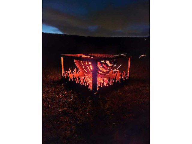 Halve vuurbol vuurkorf handmade cortenstaal - afbeelding 7 van  9