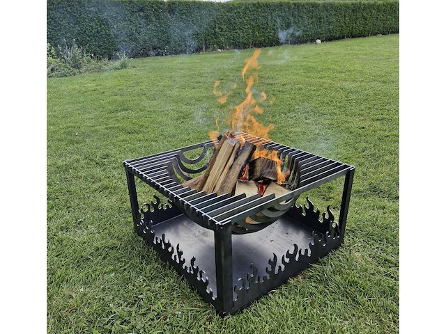 Halve vuurbol vuurkorf handmade cortenstaal - afbeelding 2 van  9