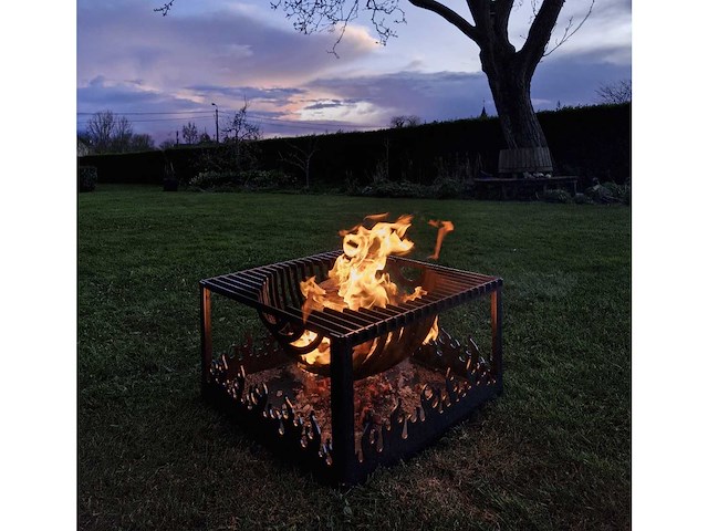 Halve vuurbol vuurkorf handmade cortenstaal - afbeelding 4 van  9