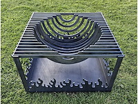 Halve vuurbol vuurkorf handmade cortenstaal - afbeelding 7 van  9