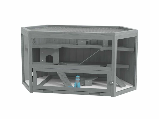 Hamsterkoi, 3 niveaus, afneembare bak, hout/metaal - afbeelding 2 van  4