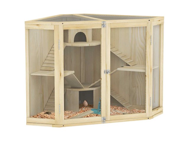 Hamsterkooi - 4 niveaus, met voeder, schommel, helling en kennels - afbeelding 3 van  12