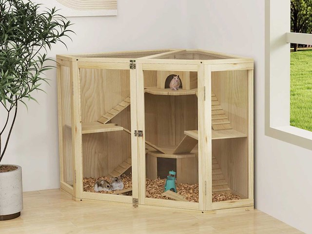 Hamsterkooi - 4 niveaus, met voeder, schommel, helling en kennels - afbeelding 1 van  12