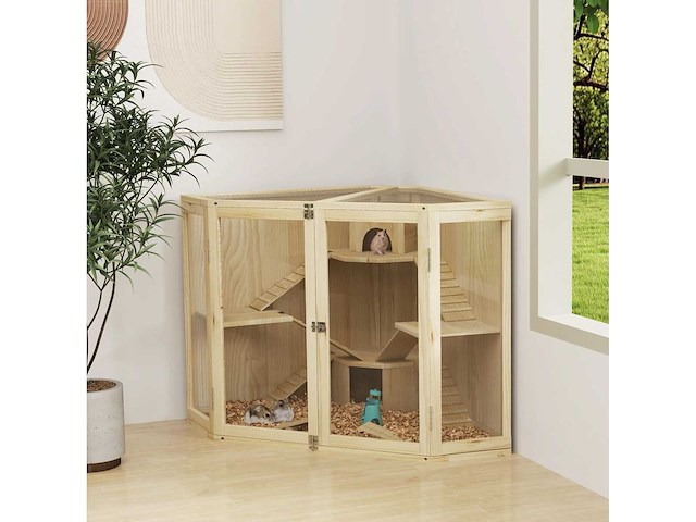 Hamsterkooi - 4 niveaus, met voeder, schommel, helling en kennels - afbeelding 5 van  12