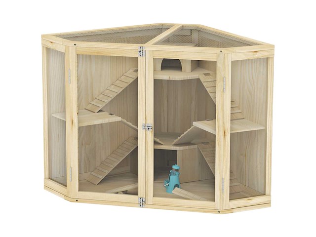 Hamsterkooi - 4 niveaus, met voeder, schommel, helling en kennels - afbeelding 6 van  12