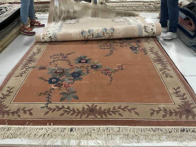 Handgeknoopt chinees tapijt in art silk (7x) - afbeelding 2 van  9