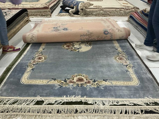 Handgeknoopt chinees tapijt in art silk (7x) - afbeelding 2 van  8