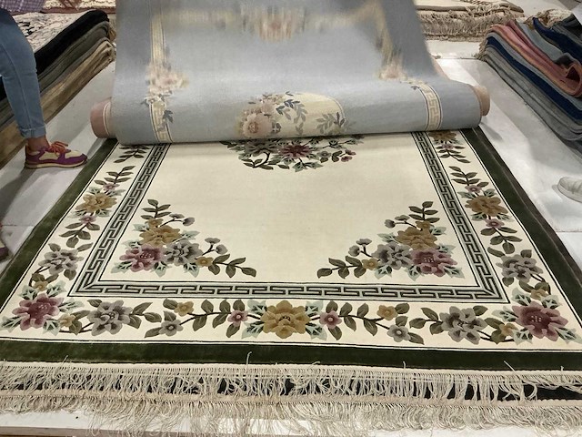 Handgeknoopt chinees tapijt in art silk (7x) - afbeelding 3 van  8