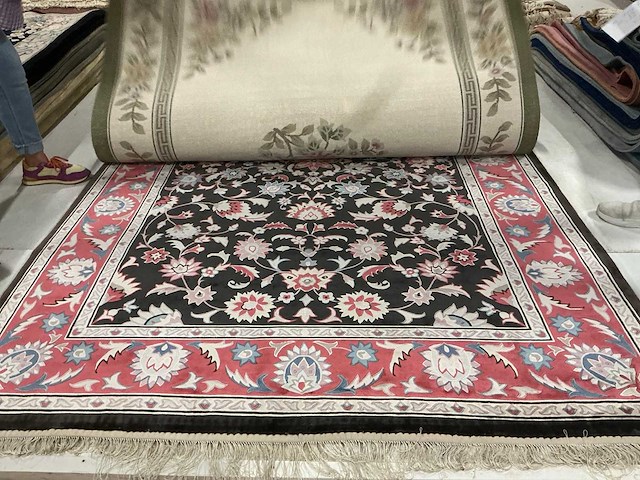 Handgeknoopt chinees tapijt in art silk (7x) - afbeelding 4 van  8
