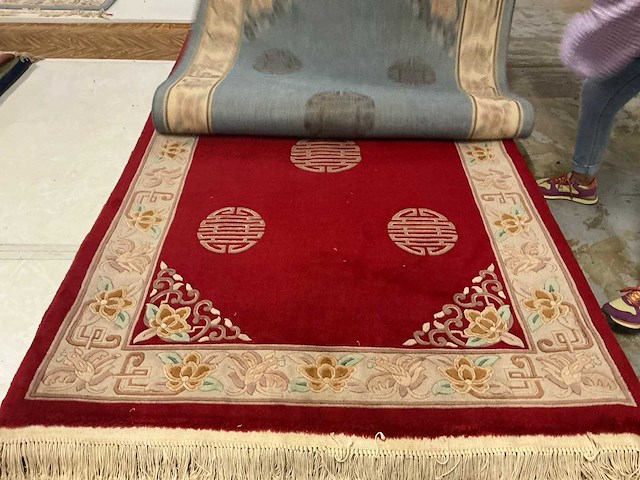 Handgeknoopt chinees tapijt in wol (14x) - afbeelding 9 van  16