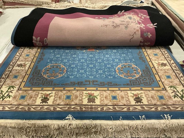 Handgeknoopt chinees tapijt in wol (6x) - afbeelding 1 van  5