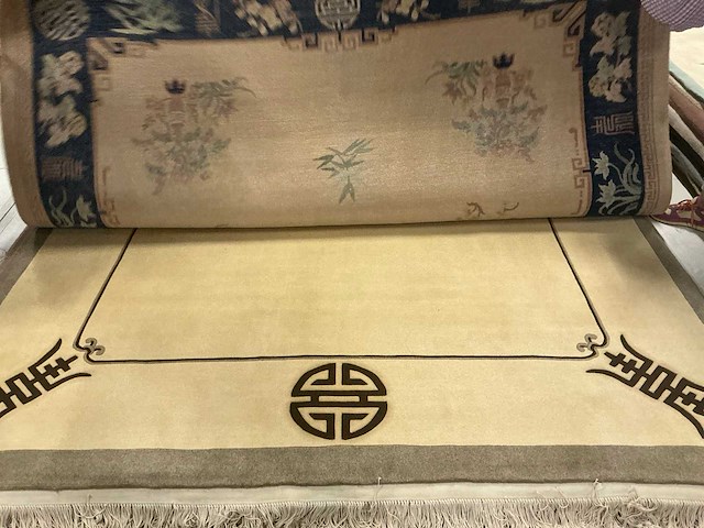 Handgeknoopt chinees tapijt in wol (6x) - afbeelding 3 van  5