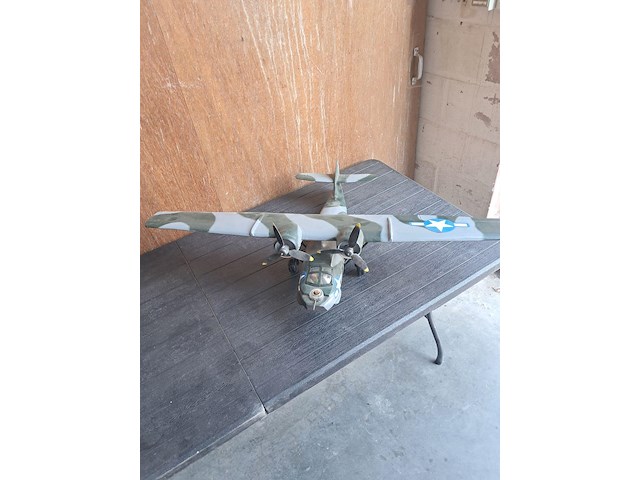 Handgemaakte vliegtuig in puur hout consolidated pby-5a catalina amerikaans vliegboot/patrouille onderzeeboot bestrijding l 710mm b 1030mm h 280mm - afbeelding 1 van  8
