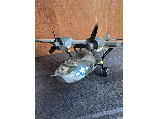 Handgemaakte vliegtuig in puur hout consolidated pby-5a catalina amerikaans vliegboot/patrouille onderzeeboot bestrijding l 710mm b 1030mm h 280mm - afbeelding 2 van  8