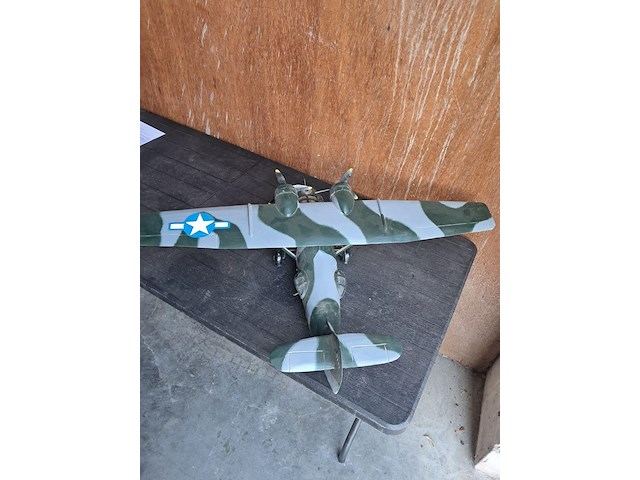Handgemaakte vliegtuig in puur hout consolidated pby-5a catalina amerikaans vliegboot/patrouille onderzeeboot bestrijding l 710mm b 1030mm h 280mm - afbeelding 4 van  8