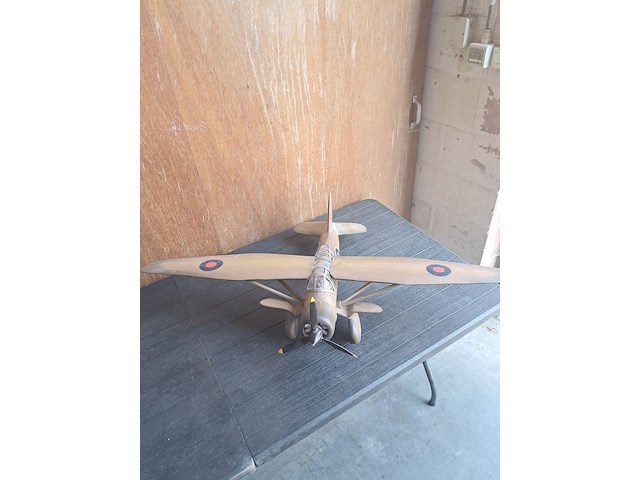 Handgemaakte vliegtuig in puur hout(levenswerk) westland lysander mk.gebruikt door royal airforche l 680mm b 1040mm h 270mm - afbeelding 1 van  5