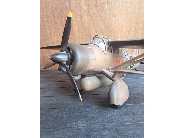 Handgemaakte vliegtuig in puur hout(levenswerk) westland lysander mk.gebruikt door royal airforche l 680mm b 1040mm h 270mm - afbeelding 5 van  5
