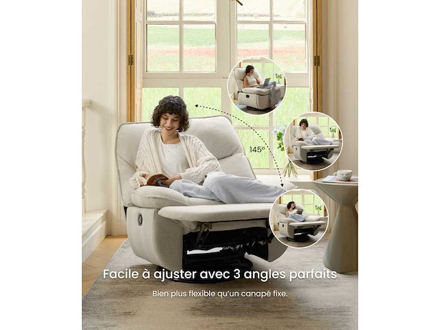 Handmatige draai- en kantelrelaxstoel (lichtgrijs) - afbeelding 5 van  9