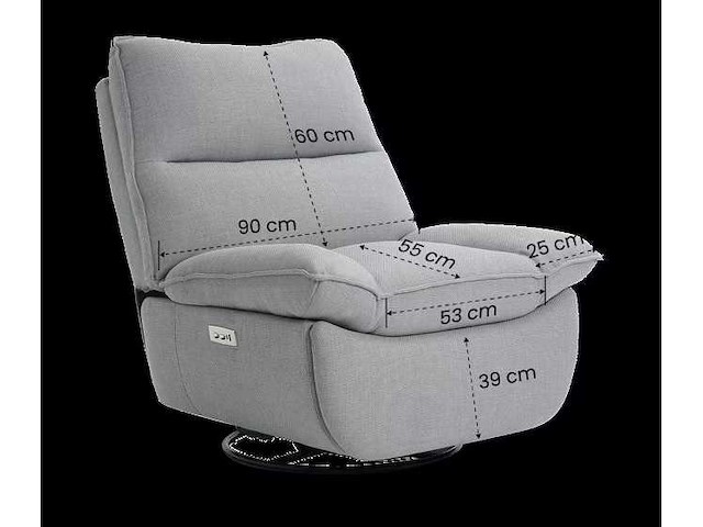 Handmatige draai- en kantelrelaxstoel (lichtgrijs) - afbeelding 6 van  9