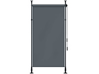 Handmatige intrekbare jaloezie op voetstuk, verstelbare lengte, krukaskrukasinstallatie zonder boren, metalen aluminium. polyester donkergrijs - afbeelding 1 van  4