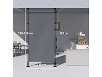 Handmatige intrekbare jaloezie op voetstuk, verstelbare lengte, krukaskrukasinstallatie zonder boren, metalen aluminium. polyester donkergrijs - afbeelding 5 van  6