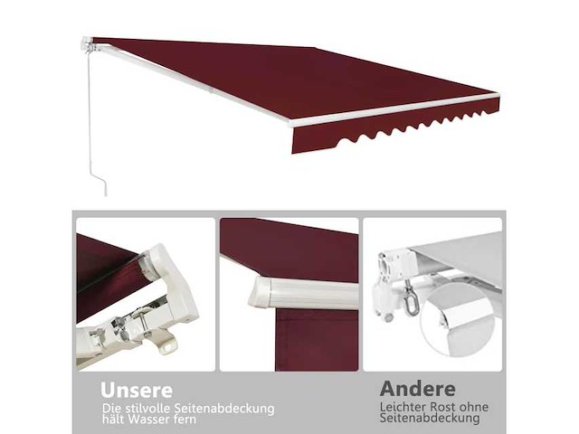 Handmatige intrekbare luifel - wine 3,6 x 3 m - afbeelding 5 van  7