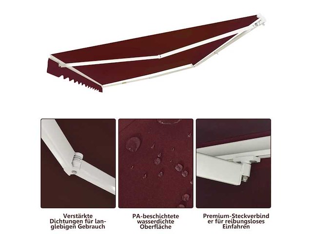 Handmatige intrekbare luifel - wine 3,6 x 3 m - afbeelding 6 van  7