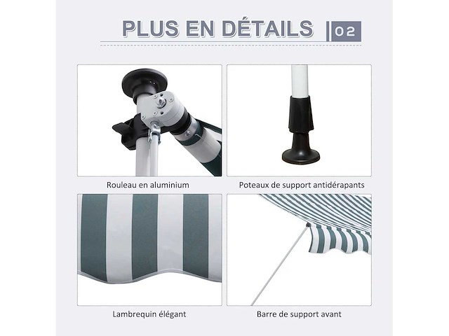 Handmatige intrekbare luifel teleskopische luifel zonder boren 3l x 1,5l m - afbeelding 6 van  7