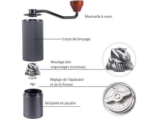 Handmatige koffiemolen aluminium - afbeelding 2 van  4