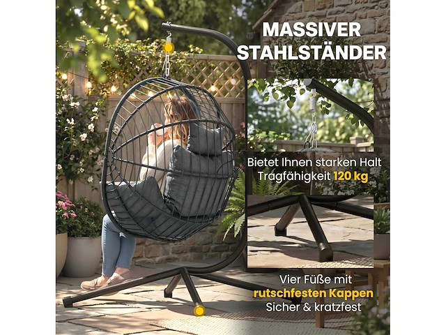 Hangende eierstoel, hangmatstoel, binnen- en buitenschommel - afbeelding 4 van  5
