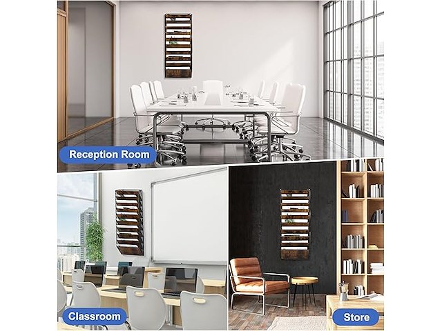 Hangende metalen documentenmap 10 houten vakken - afbeelding 4 van  4