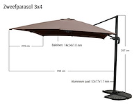 Hangende parasol zwart 300x400cm - afbeelding 1 van  1